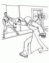 coloriage les 4 fantastiques luttent contre fatalys